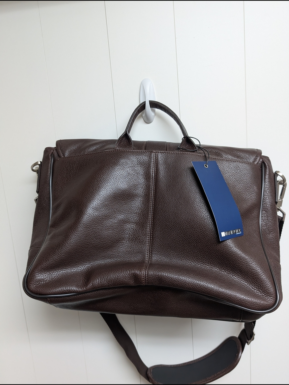 Johnston & Murphy Dark Brown Leather Messenger Bag, J Murphy - Picture 7 of 11